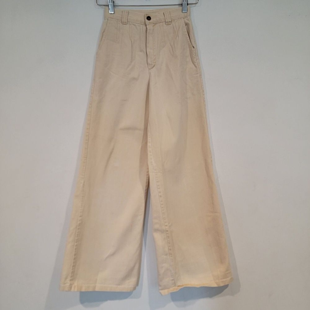 Vintage TIME and PLACE 70s Flared Wide Leg Bell Bottom High Waist Cream Pants